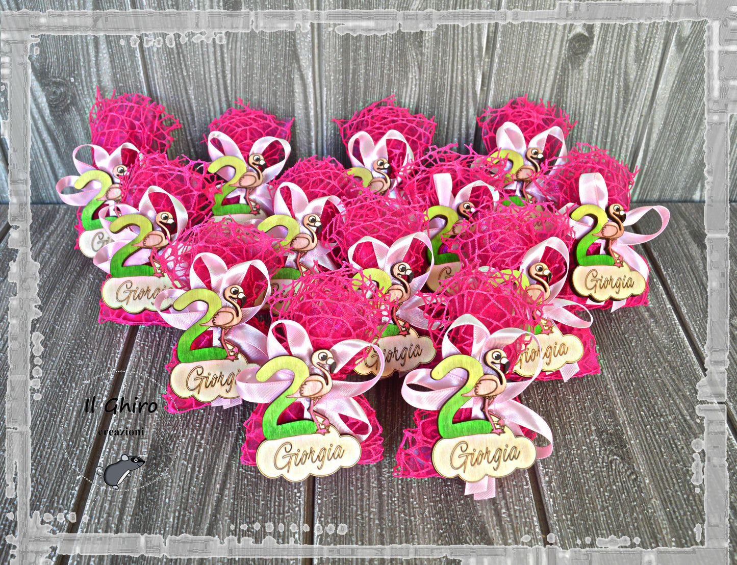 Sacchettino con Calamita e Numero Dipinta Fenicottero