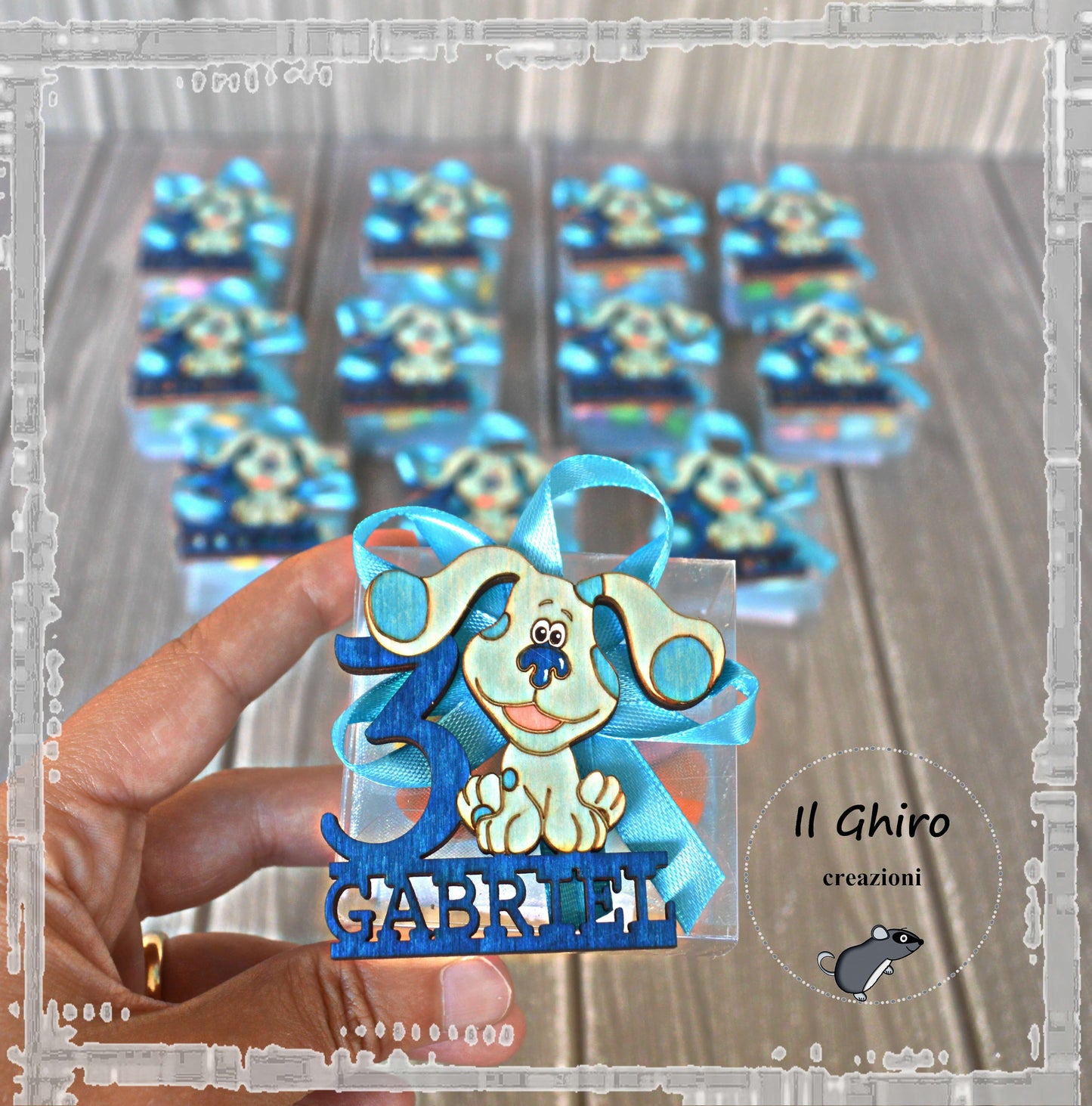 Scatolina con Calamita e Numero Dipinta Cane Blue