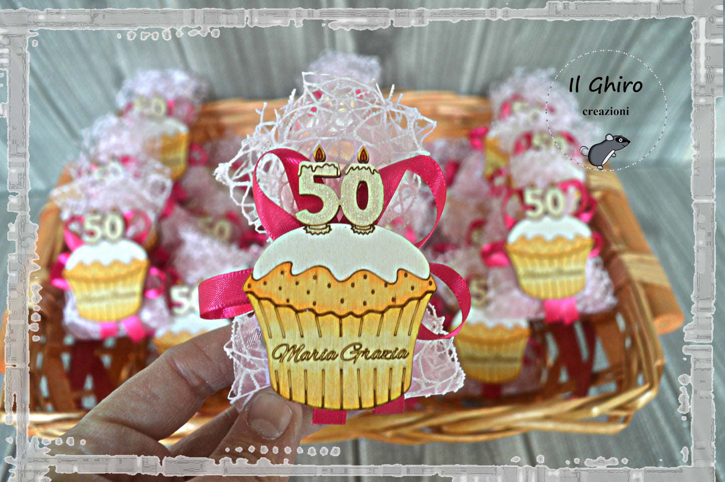 Sacchettino con Calamita e Numero Dipinta Cupcake