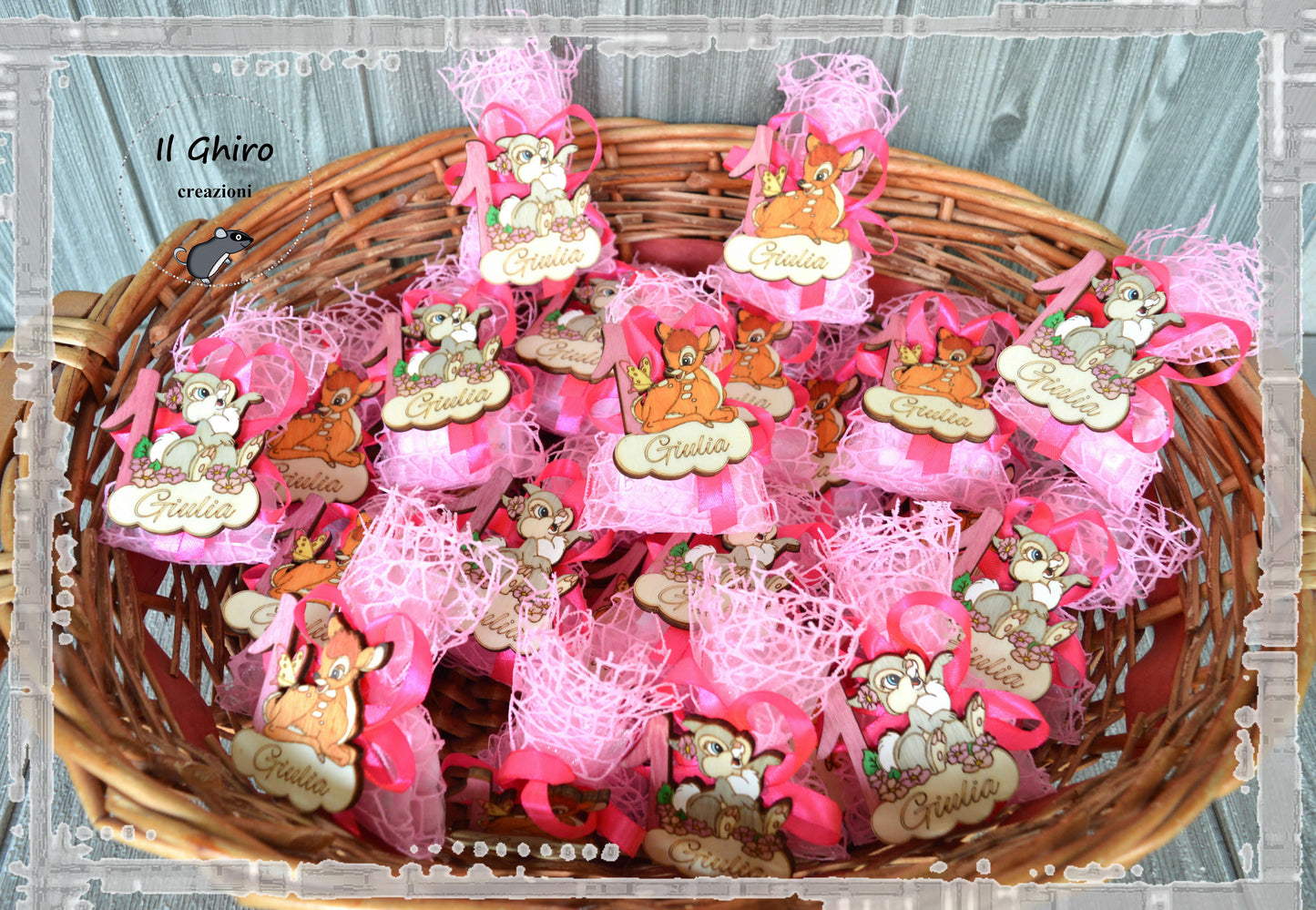 Sacchettino con Calamita e Numero Dipinta Bambi e Tamburina