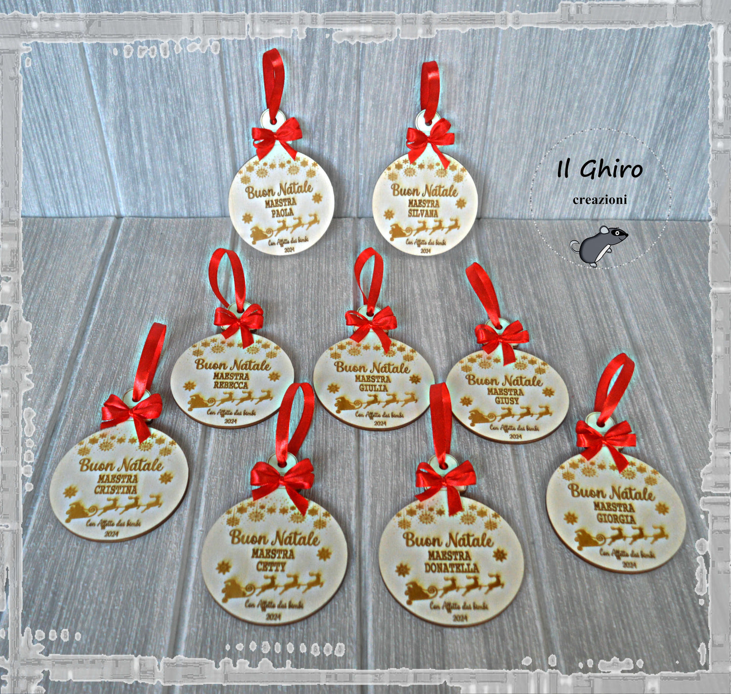 Decorazione Pallina per Maestre con Slitta