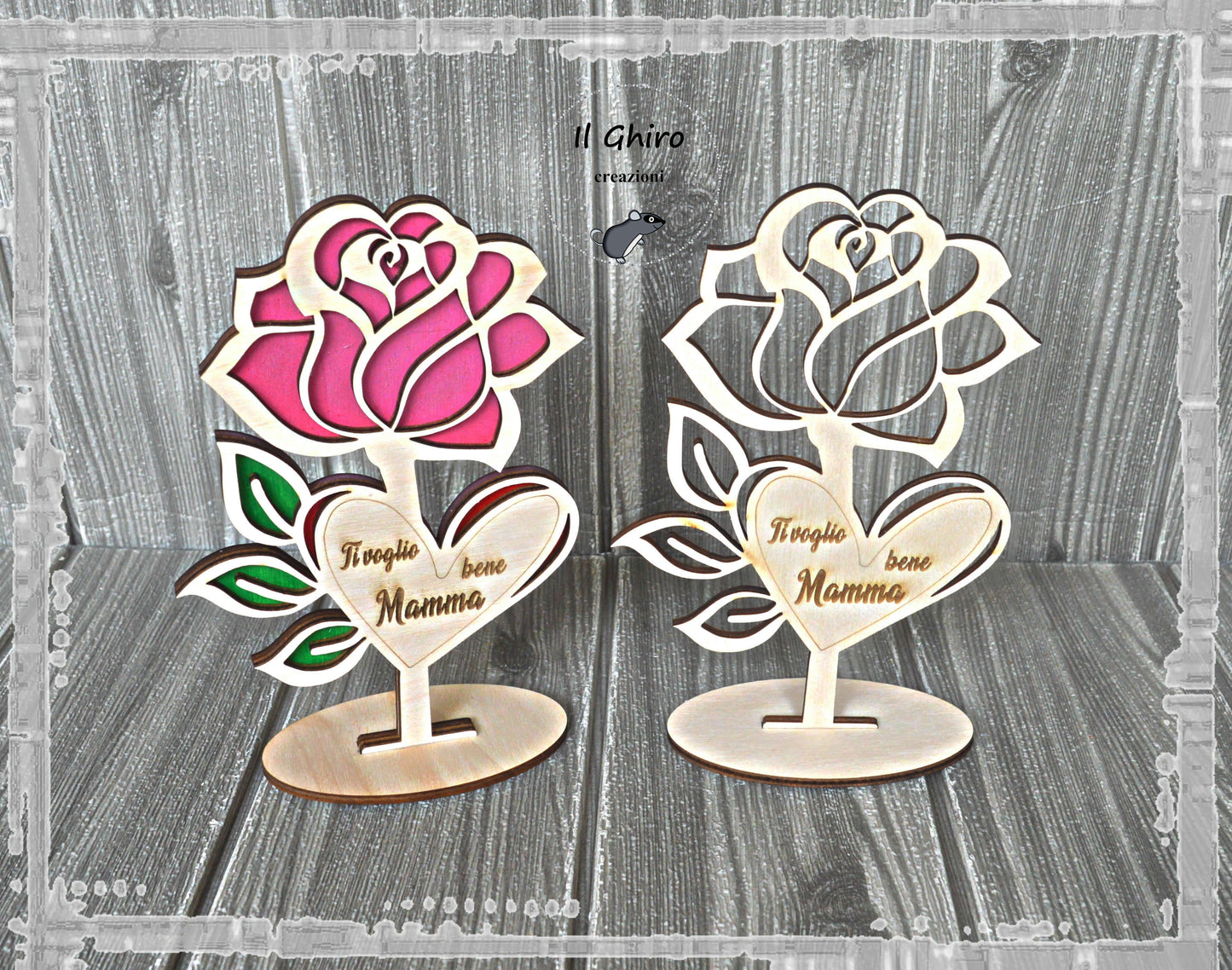 Rosa in Legno con Dedica