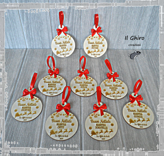 Decorazione Pallina per Maestre con Slitta