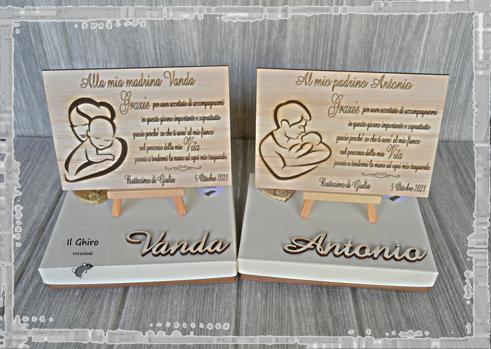 Targa Ricordo Battesimo E Cresima Personalizzata - Regalo Per Madrina E Padrino Con Nome E Data - Completa Di Scatola Regalo - Foto 4