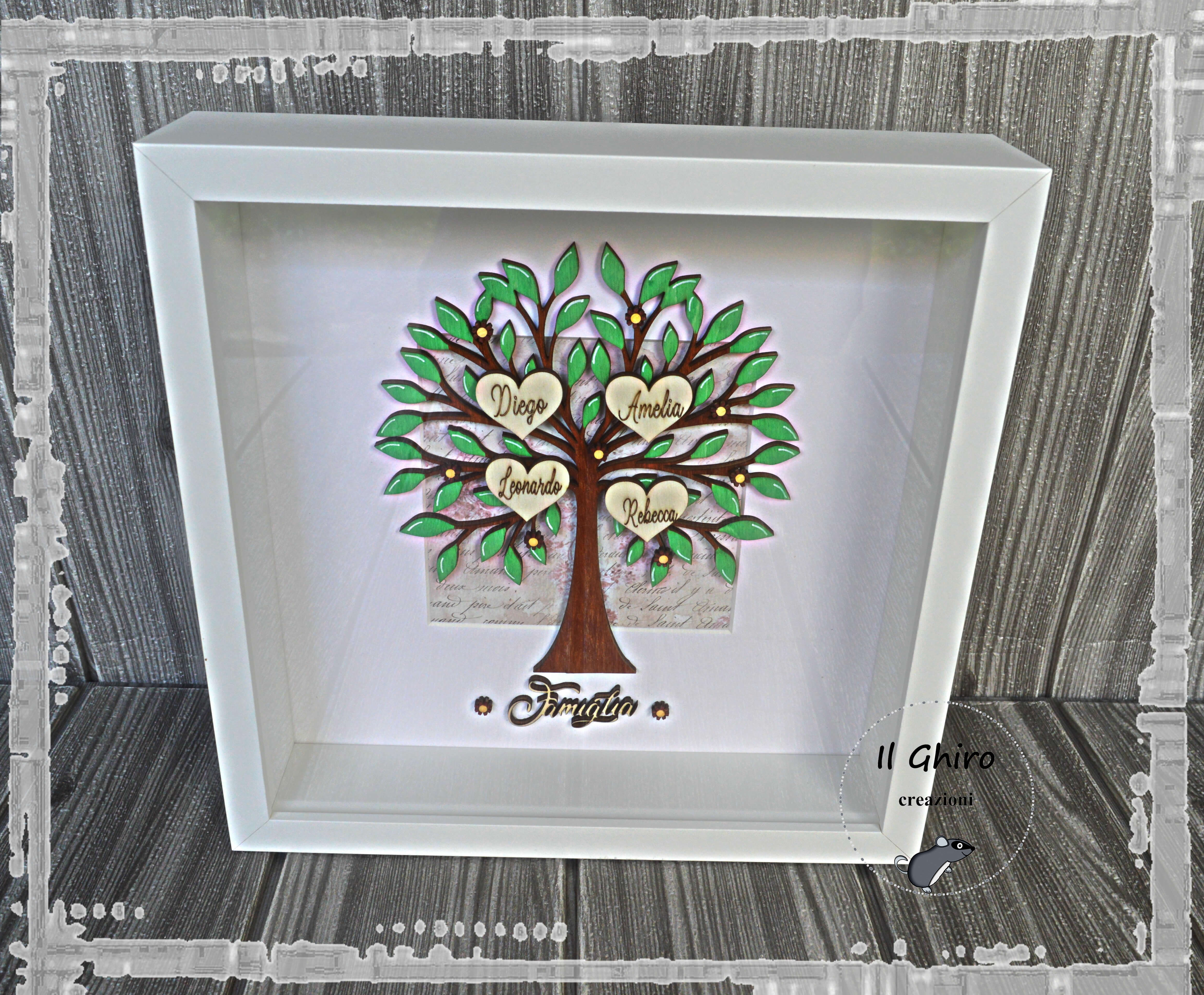 Cornetta Portafoto In Legno E Acrilico Mud Pie – Con Calamite Per Foto 5x5 Cm – Idea Regalo Famiglia