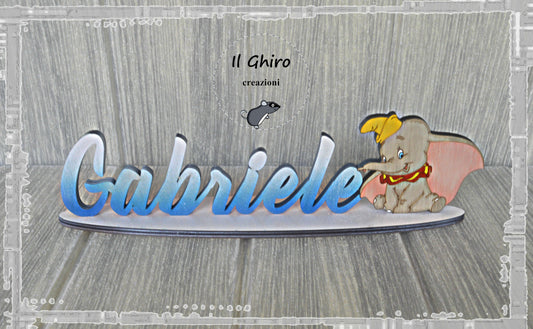 Nome in Legno Dipinto con Dumbo