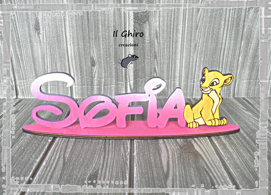 Nome in Legno Dipinto con Nala