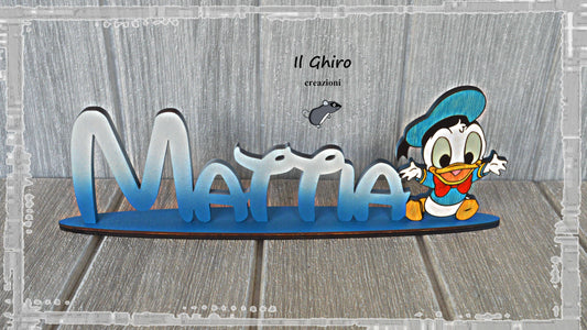 Nome in Legno Dipinto con Paperino