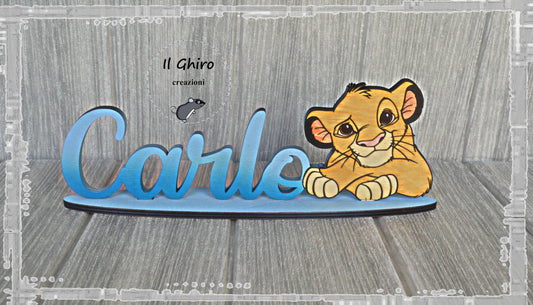 Nome in Legno Dipinto con Simba